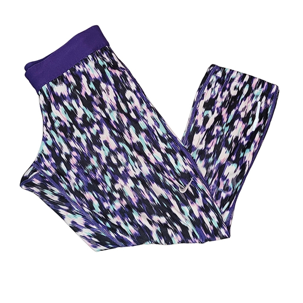 Nike Dri Fit Relay Fleck Print Running Crop Tights Leggings Size S